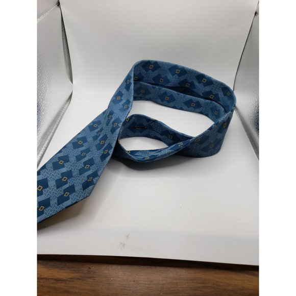 Vintage Tie Golden Clasp by Prince Consort Blue Gold Geometric Polyester 56"x4" - Picture 2 of 7